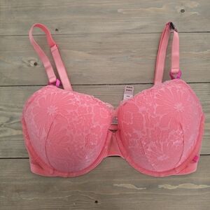NWT Victoria's Secret PINK Body Lined Demi Bra coral pink size 36DD or 36E